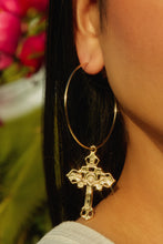 Load image into Gallery viewer, Isabella Cross Hoop Earring - Gold
