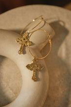 Load image into Gallery viewer, Isabella Cross Hoop Earring - Gold
