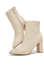 Load image into Gallery viewer, Social Season Block Heel Ankle Boots - Bone
