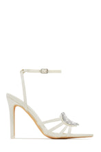 Load image into Gallery viewer, Cream Strappy Single Sole High Heels with Embellished Heart Detailing
