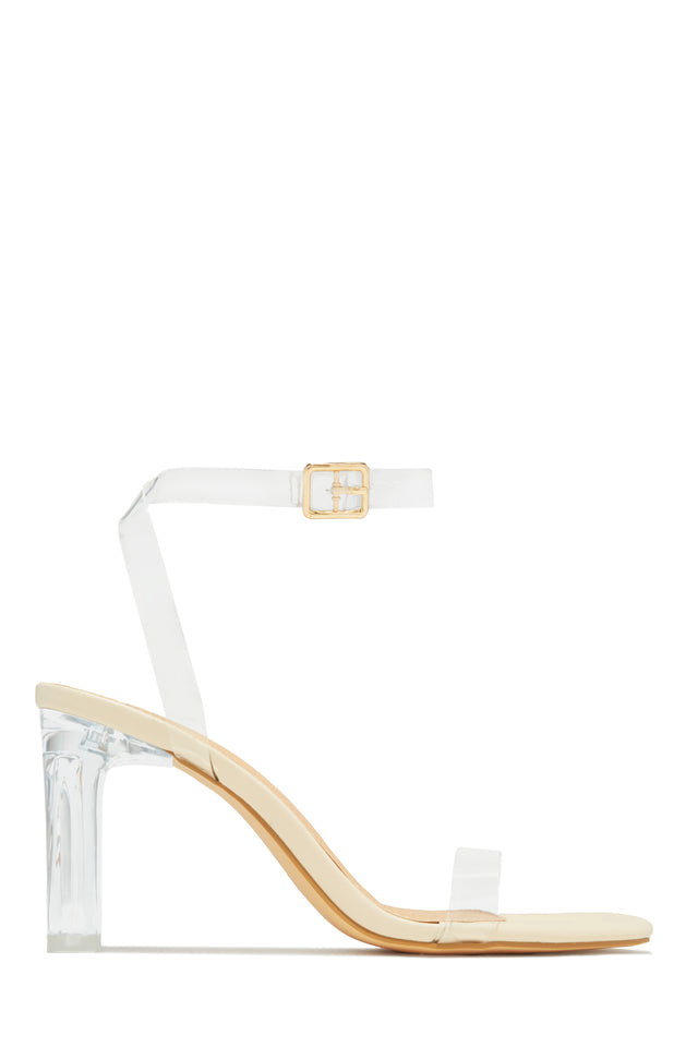 Load image into Gallery viewer, Simply Yours Clear Ankle Strap Heels - Ivory
