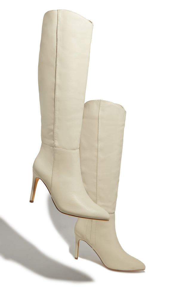 Load image into Gallery viewer, Portia Knee High Heel Boots - Bone

