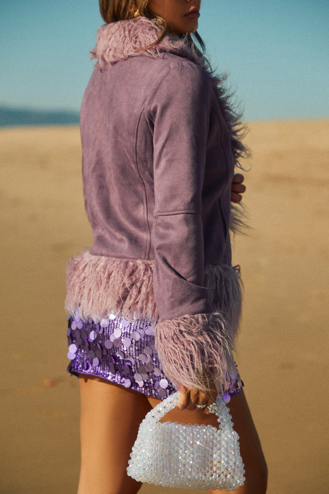 Load image into Gallery viewer, Purple Faux Suede Coat
