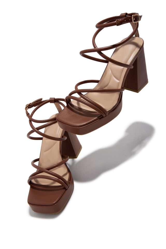 Miss Lola | Kaylie Brown Platform Block Heels – MISS LOLA