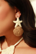 Keira Seashell Statement Earring - Ivory Tan