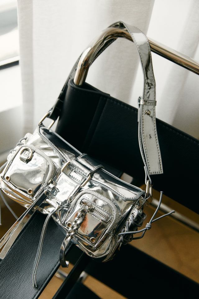 Miss Lola Kezai Silver Metallic Handbag MISS LOLA
