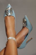 Women Wearing Denim Pumps