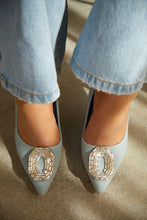 Load image into Gallery viewer, Kiara Embellished Pointed Toe Pumps - Denim
