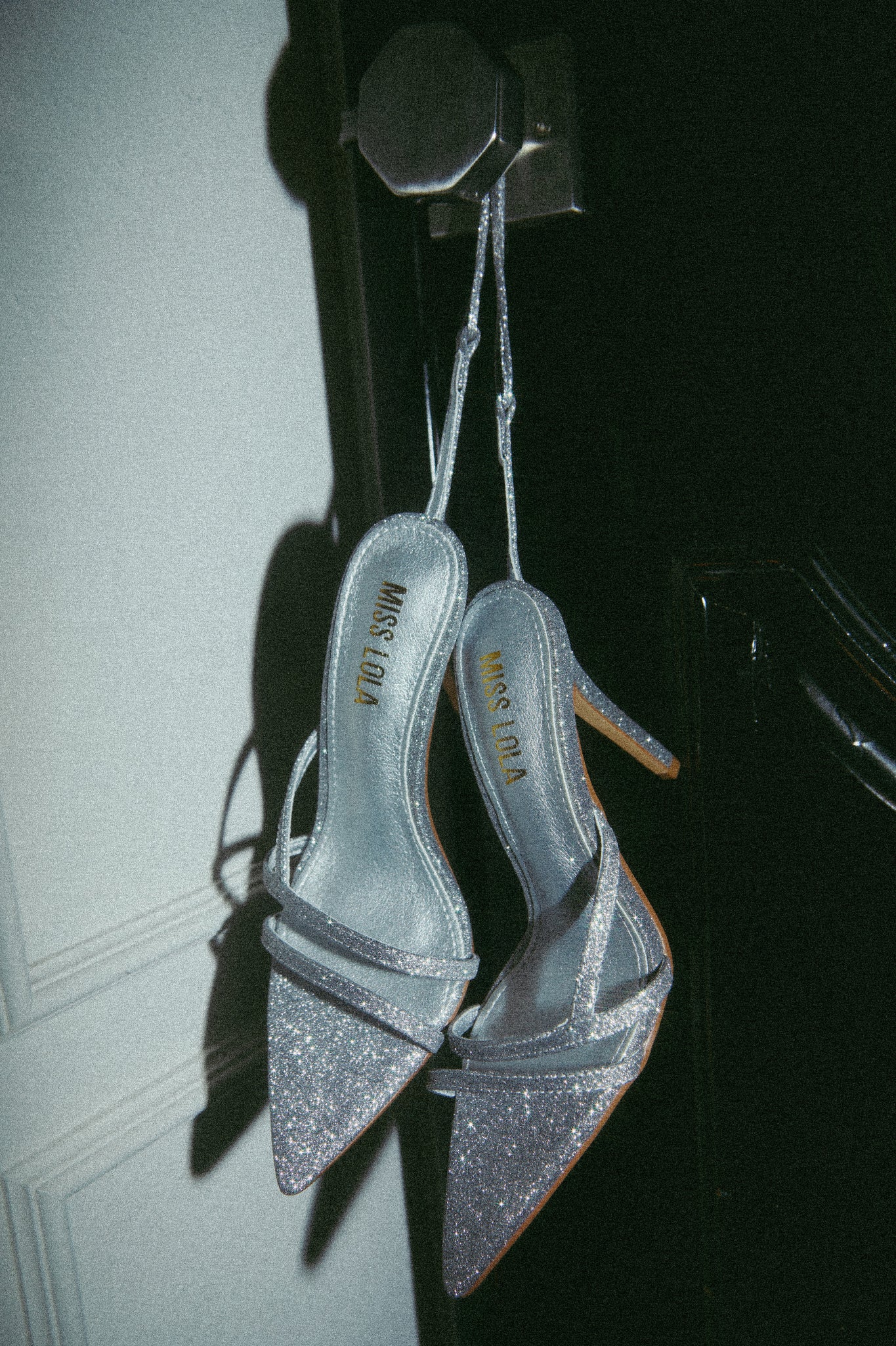 Miss Lola Kimana Silver Glitter Lace Up Heels MISS LOLA