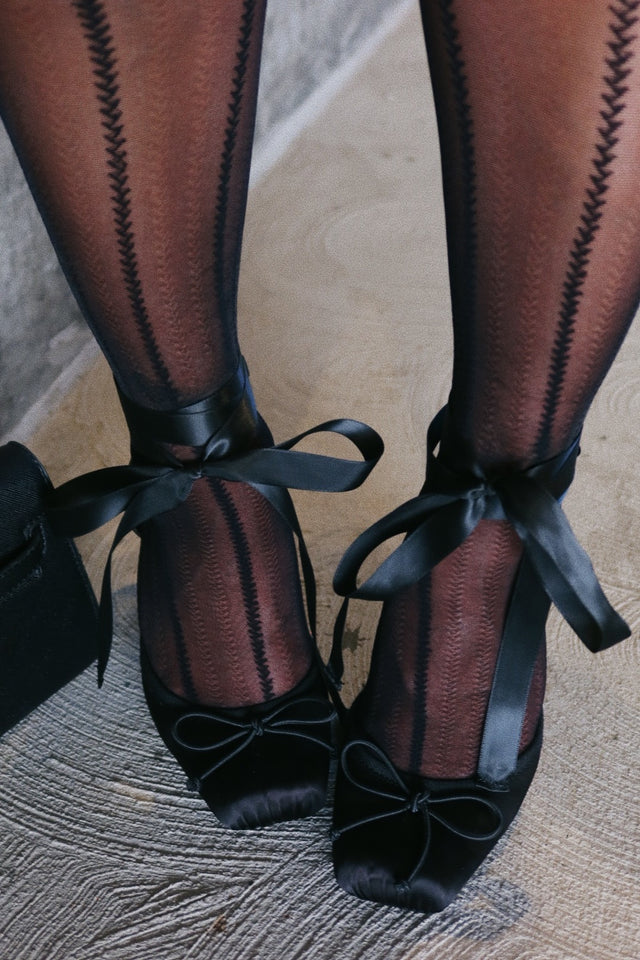 Klara Ballet Lace Up Heels - Black