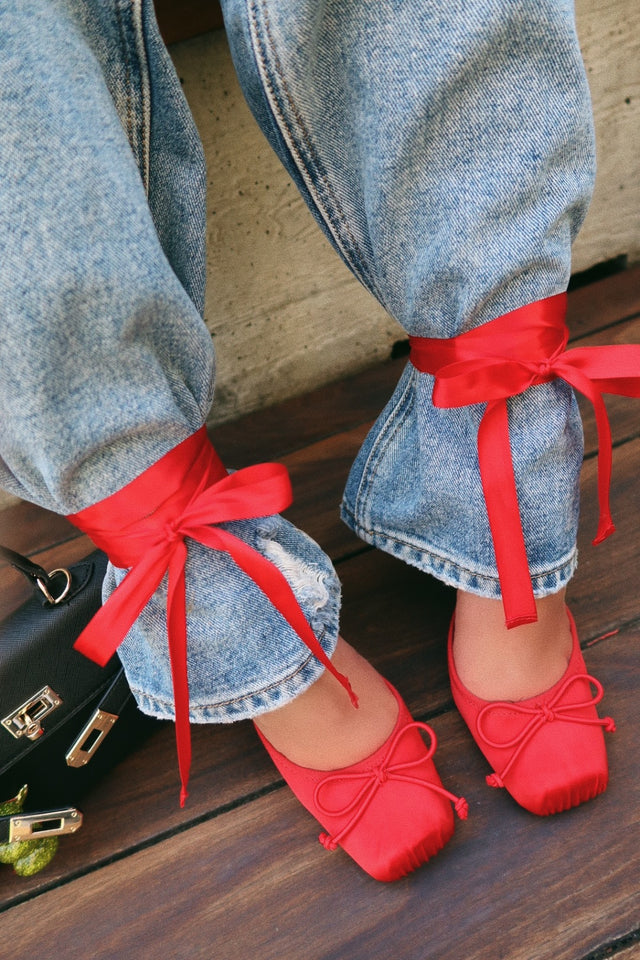 Klara Ballet Lace Up Heels - Red