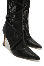 Load image into Gallery viewer, Black Pointed Toe Lace Boots
