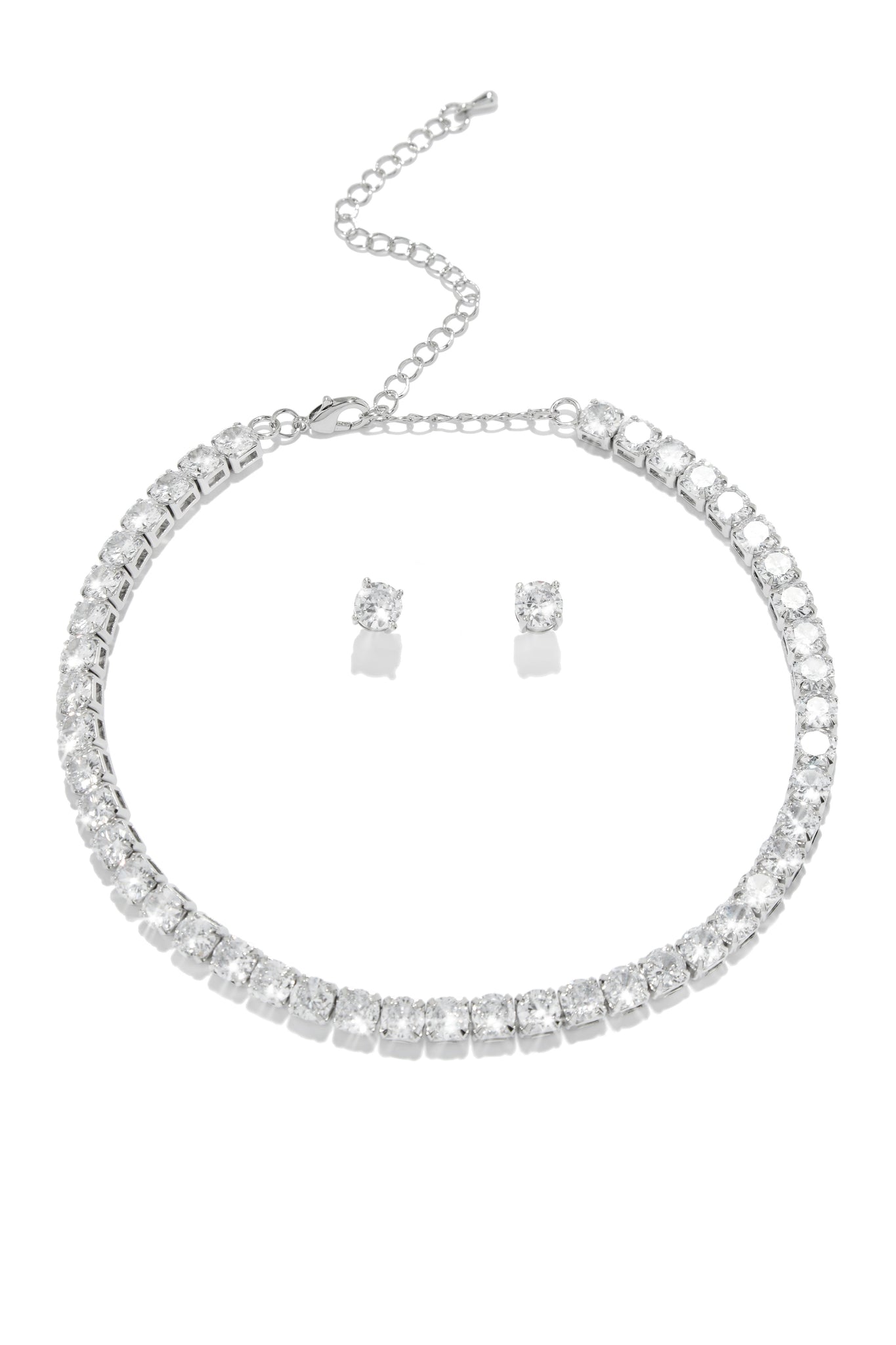 Two lines of 18K White Gold & Diamond Necklace Set - NE-2635