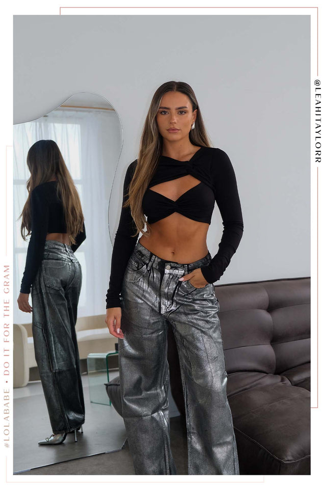 Load image into Gallery viewer, Her Moment High Waist Pant - Black Silver
