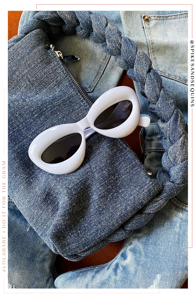 Load image into Gallery viewer, Denim Bag Styled with White Sunnies
