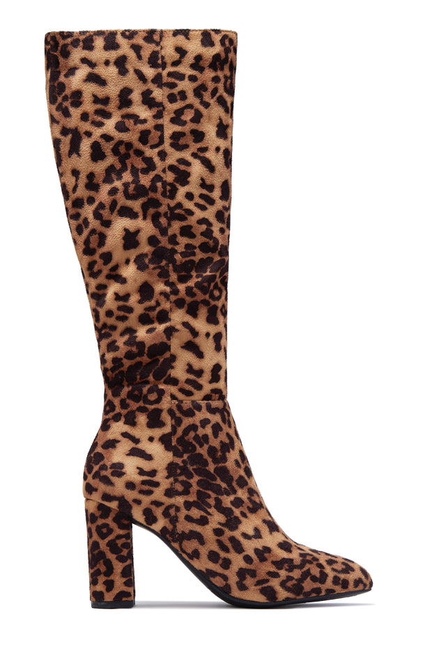 Load image into Gallery viewer, Fine Time Block Heel Knee High Boots - Leopard
