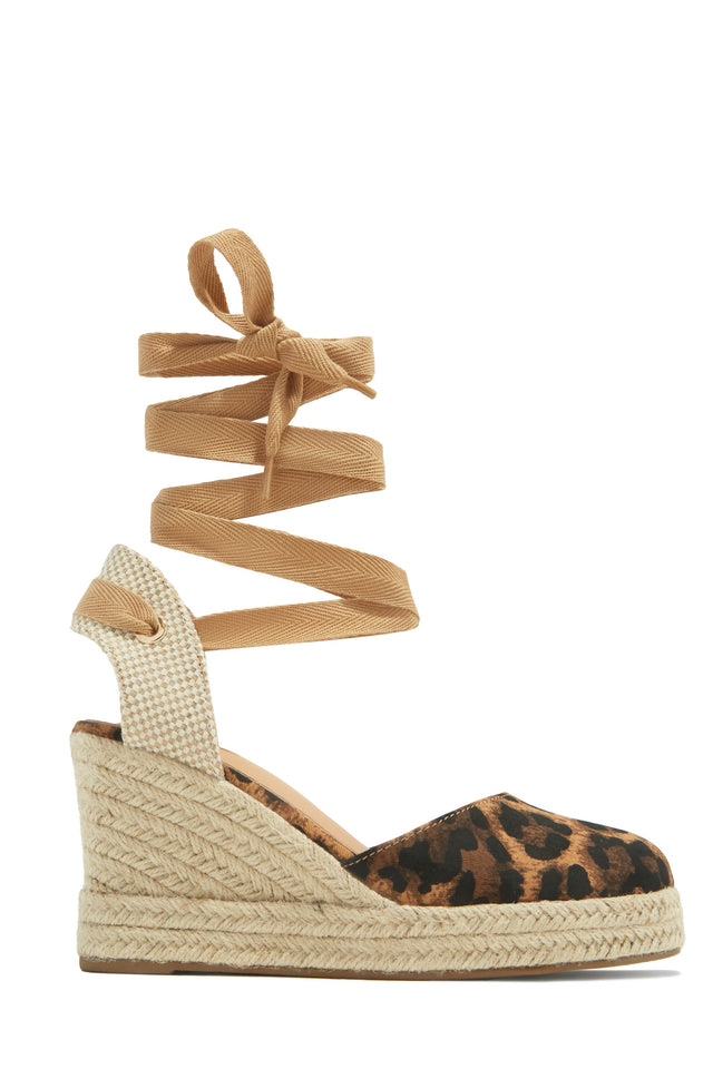 Load image into Gallery viewer, Tropical Vacay Lace Up Platform Espadrille Wedges - Leopard
