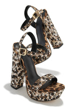 Load image into Gallery viewer, Leopard Platform Embellished Chunky Heels
