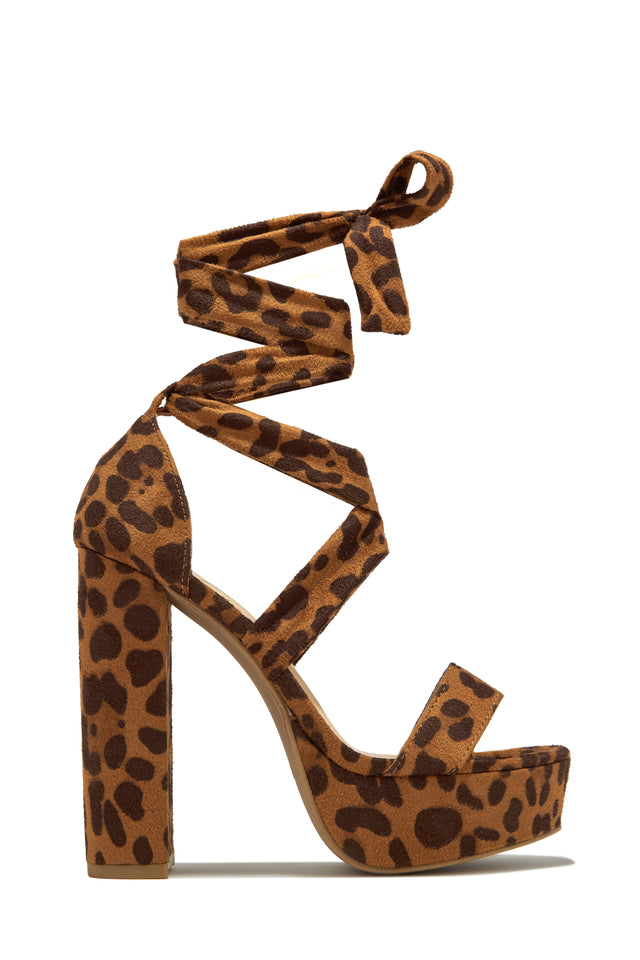 Miss Lola Jodi Leopard Block Heel Platforms MISS LOLA
