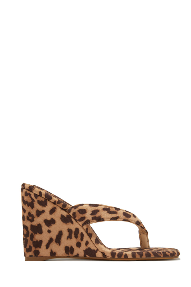 Miss Lola Alena Leopard Wedge Heel Mules MISS LOLA