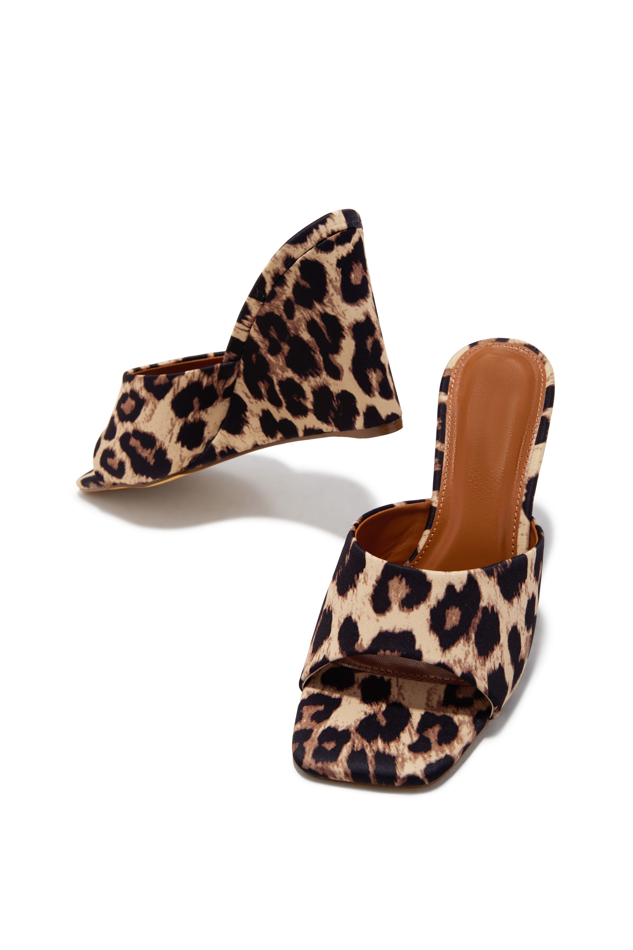 Miss Lola | Izzie Leopard Slip On Wedge Mule Heels – MISS LOLA