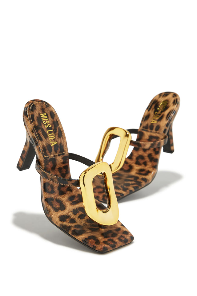Load image into Gallery viewer, Adonna Thong Strap Mule Heels - Leopard
