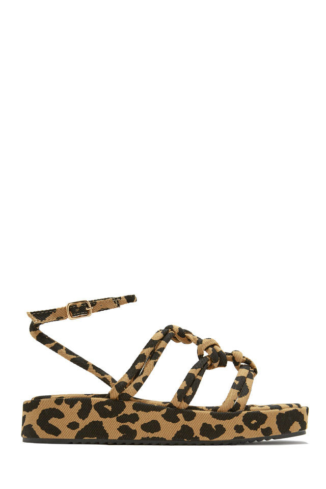 Load image into Gallery viewer, Leopaprd Platform Strappy Flat Sandals
