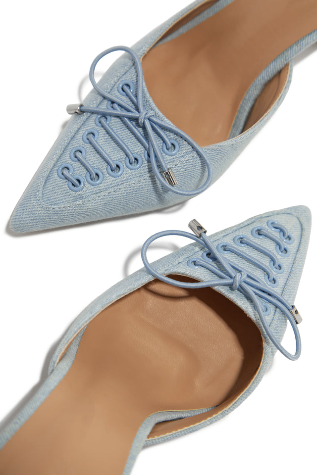 Load image into Gallery viewer, Nyla Pointed Toe Mule Heels - Light Denim

