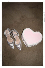 Load image into Gallery viewer, Love Language Embellished Heart Heel Pumps - White

