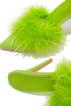 Load image into Gallery viewer, Lime Green Faux-Fur Heels
