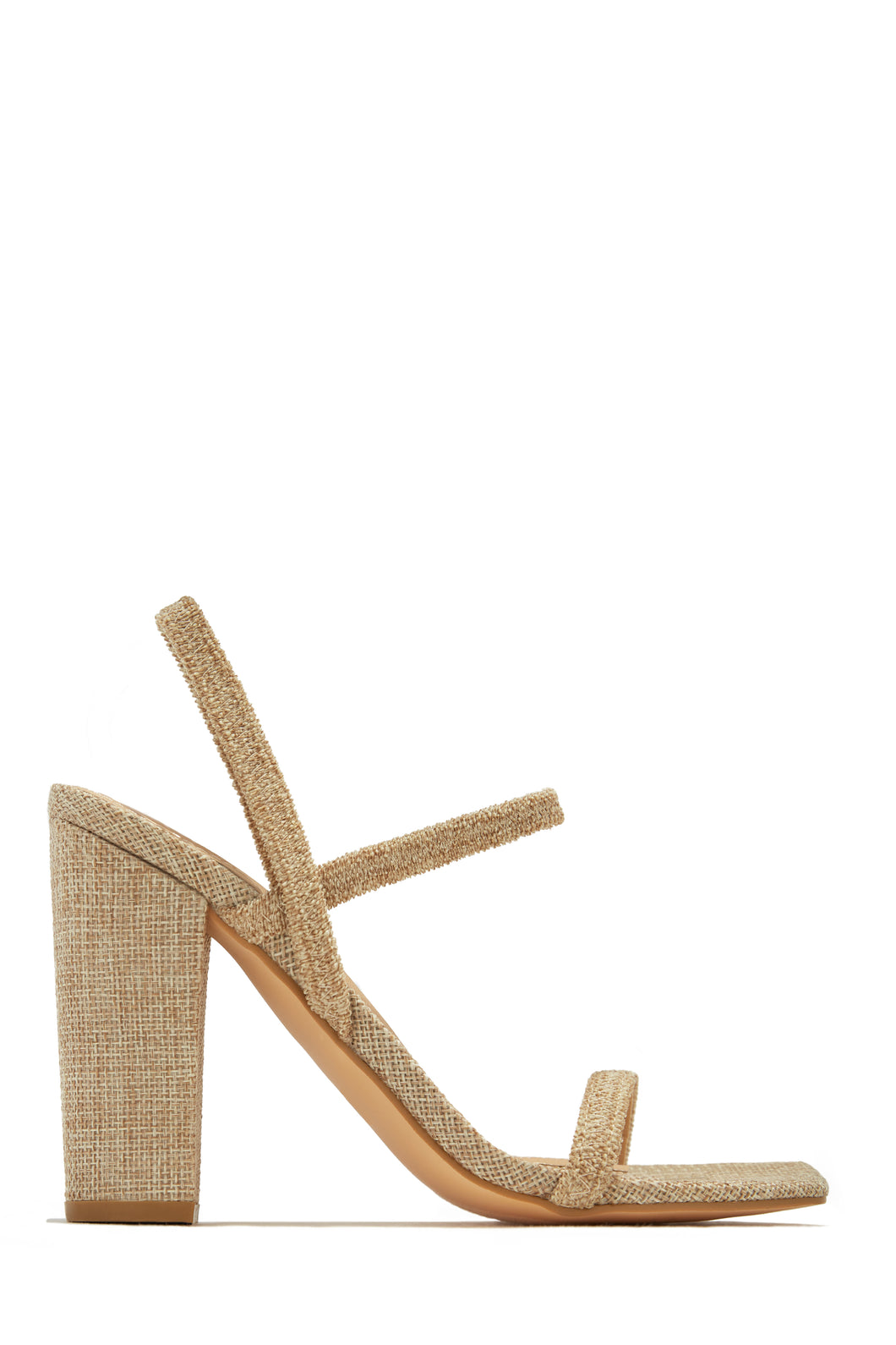 Natural Raffia Slingback High Heels