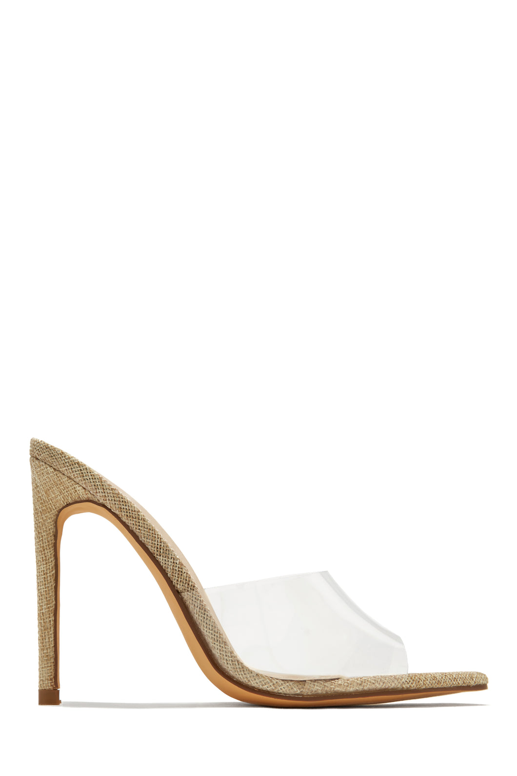 Ionic Clear Strap High Heel Mules - Linen