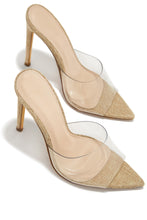 Load image into Gallery viewer, Ionic Clear Strap High Heel Mules - Linen
