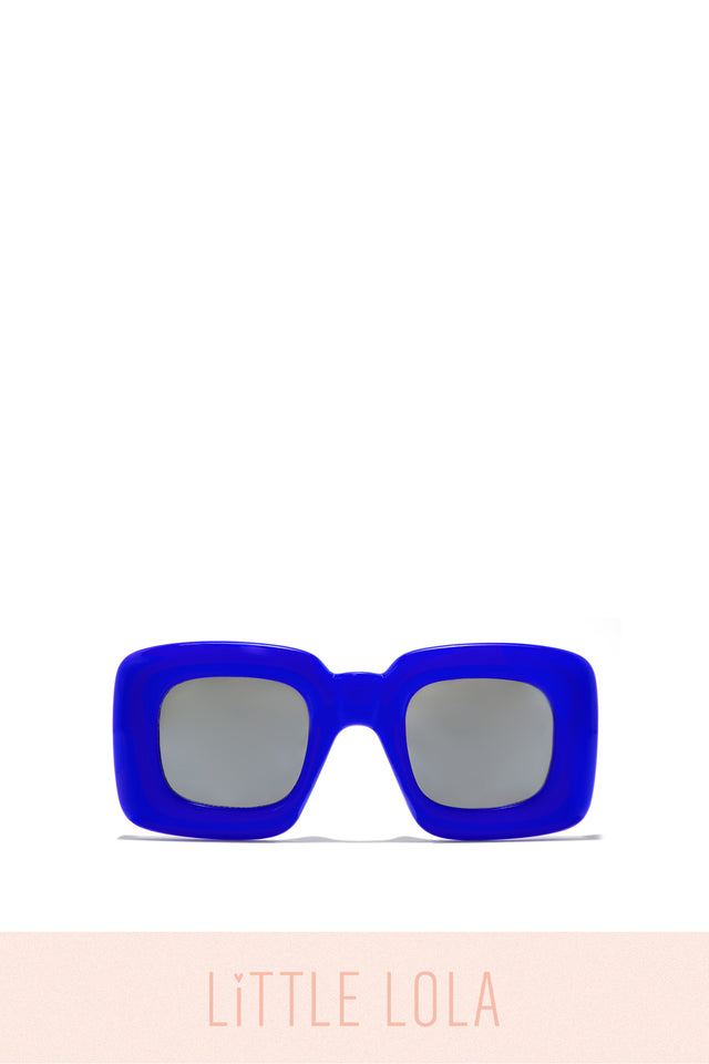 Load image into Gallery viewer, Blue Sunglasses With Gray UV Protection Lenses

