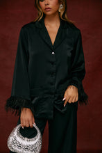 Load image into Gallery viewer, Black Satin Set with Gold Earrings
