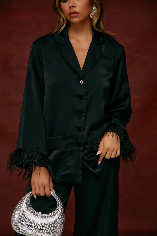 Load image into Gallery viewer, Black Satin Set with Gold Earrings
