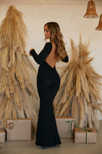 Load image into Gallery viewer, Open Back Black Long Sleeve Maxi Dress
