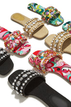 Load image into Gallery viewer, Luxe Paradise Embellished Slip On Sandals - Green
