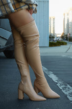 Load image into Gallery viewer, Make A Statement Block Heel Over The Knee Boots - Nude
