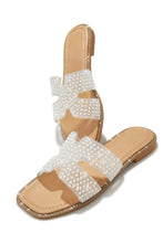 Load image into Gallery viewer, Manara Embellished Slip On Sandals - White
