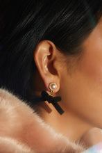 Load image into Gallery viewer, Marcia Dangle Bow Tie Earring - Gold Black

