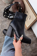 Masey Platform Block Heel Ankle Boots - Black
