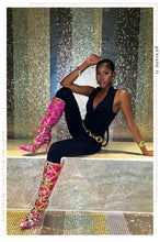 Load image into Gallery viewer, Masterpiece Embellished Knee High Heel Boots - Pink

