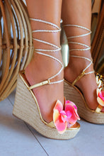 Load image into Gallery viewer, Maui Lace Up Platform Wedges - Gold
