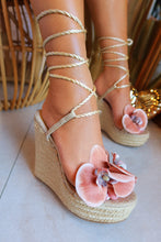 Load image into Gallery viewer, Maui Lace Up Platform Wedges - Natural
