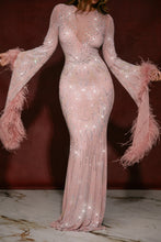 Load image into Gallery viewer, Own The Night Embellished Mesh Maxi Gown - Mauve
