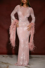 Load image into Gallery viewer, Own The Night Embellished Mesh Maxi Gown - Mauve
