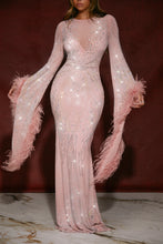 Load image into Gallery viewer, Own The Night Embellished Mesh Maxi Gown - Mauve
