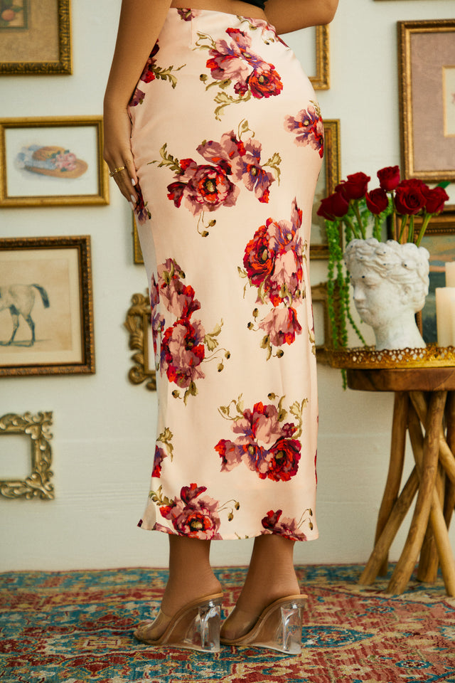 Load image into Gallery viewer, Floral Satin Bias Cut Maxi Skirt
