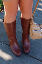 Load image into Gallery viewer, Midnight Icon Wide Fit Below The Knee Moto Boots - Brown

